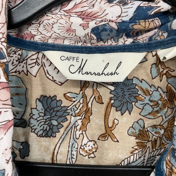 Caffe Marrakesh Shirt Womens M Patchwork Floral Button Up Boho Peasant Ranch - Picture 5 of 9